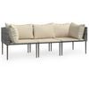vidaXL Garden Lounge Set Grey with beige cushions