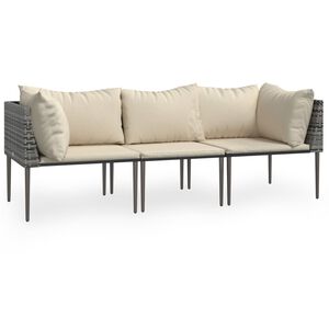 vidaXL Garden Lounge Set Grey with beige cushions