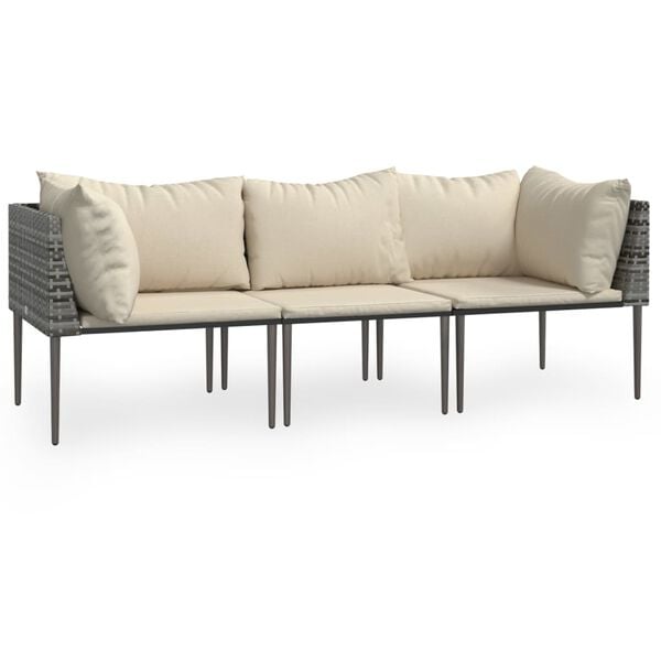 vidaXL Garden Lounge Set Grey with beige cushions