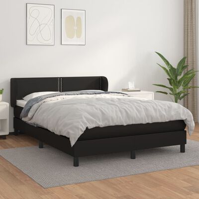 Box Bed with Mattress Black Full Faux Leather | vidaXL.com