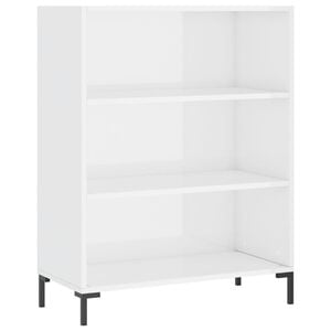 vidaXL Bookcase High gloss white Engineered wood, metal Medium Bookcase