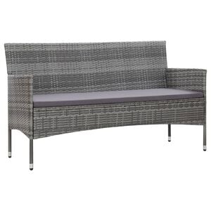 vidaXL Sofa Grey PE rattan, steel, polyester fabric 3-seater