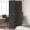 vidaXL Room Divider 3 Panels Black Solid Wood Paulownia