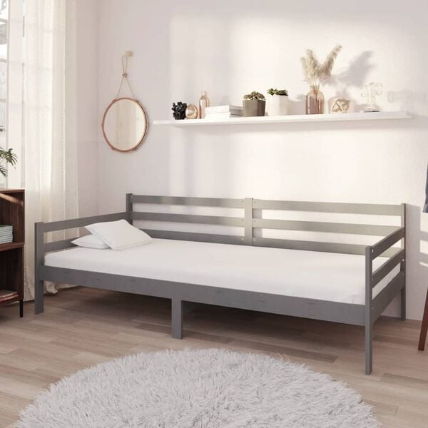 vidaXL Day Bed Grey Solid pine wood Twin