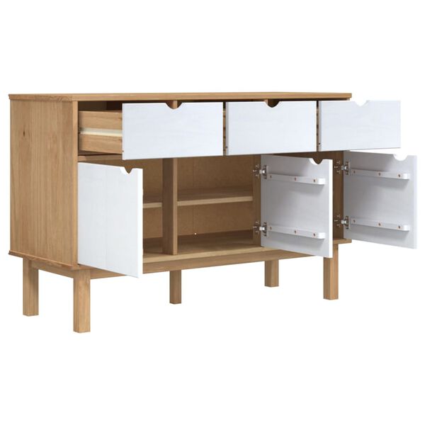 vidaXL Sideboard Brown and white Solid pine wood, engineered wood Medium