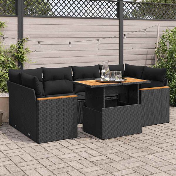 vidaXL Garden Sofa Set Black