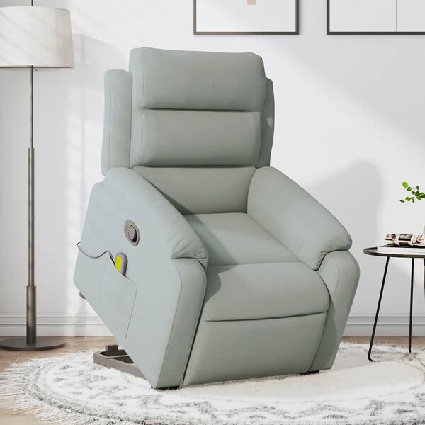 vidaXL Stand up Massage Recliner Chair Light Gray Velvet