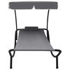 vidaXL Sun Lounger Grey Oxford fabric, polyester, steel Large