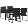 vidaXL Garden Dining Set Black Textilene fabric 5 Piece Set Foldable