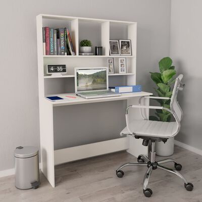 vidaXL Desk with Shelves White 43.3"x17.7"x61.8" Engineered Wood