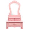 vidaXL Dressing Table Set with Stool Pink 19.7x23.2x53.5" Paulownia Wood