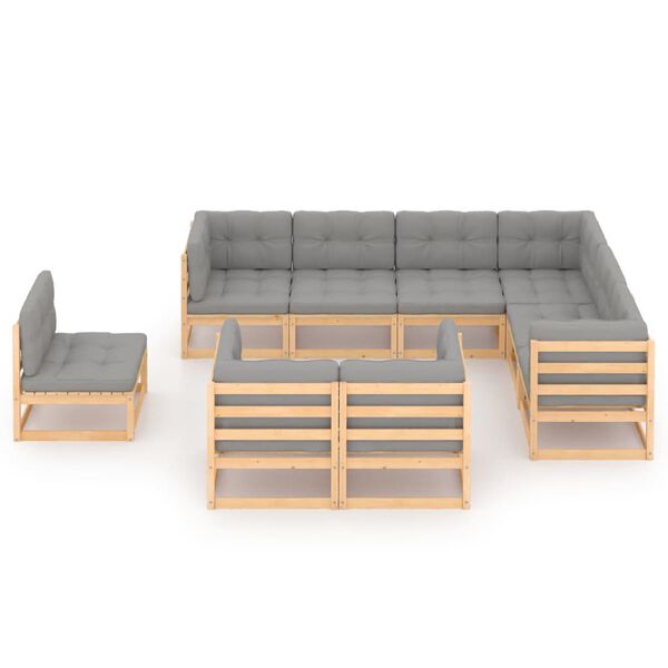 vidaXL Garden Lounge Set Natural wood Solid pine wood Large Modular