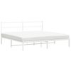 vidaXL Bed Frame White Powder-Coated Steel Full Bed Frame Rectangular