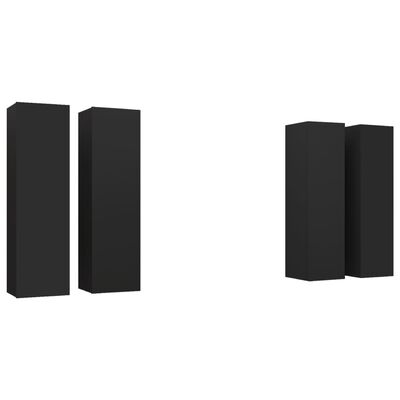 vidaXL TV Cabinets 4 pcs Black 12"x11.8"x43.3" Chipboard