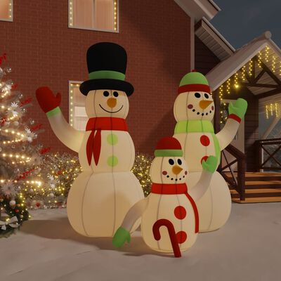 vidaXL Inflatable Snowman Family with LEDs 12 ft