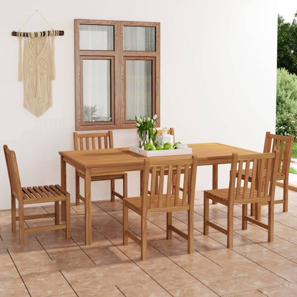 vidaXL Garden Dining Set Natural Teak Large Seats 7 Rectangular