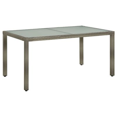 vidaXL Patio Table 59.1"x35.4"x29.5" Tempered Glass and Poly Rattan Gray