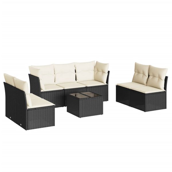 vidaXL Garden Sofa Set Black, Cream White
