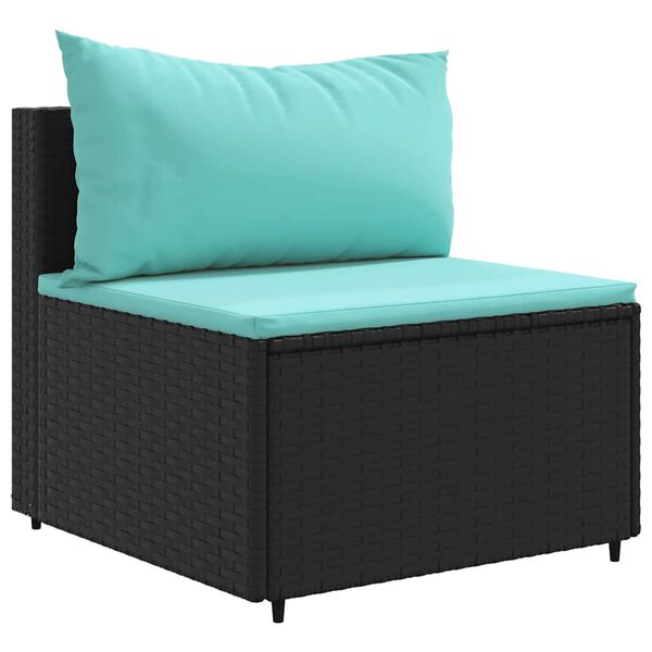 vidaXL Patio Sofa Set Set of 6 Black, Water blue