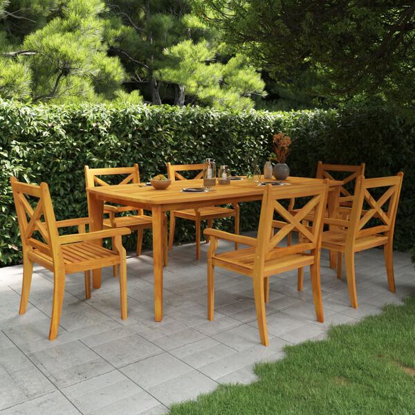 vidaXL Garden Dining Set Natural Wood Solid acacia wood Large Durable