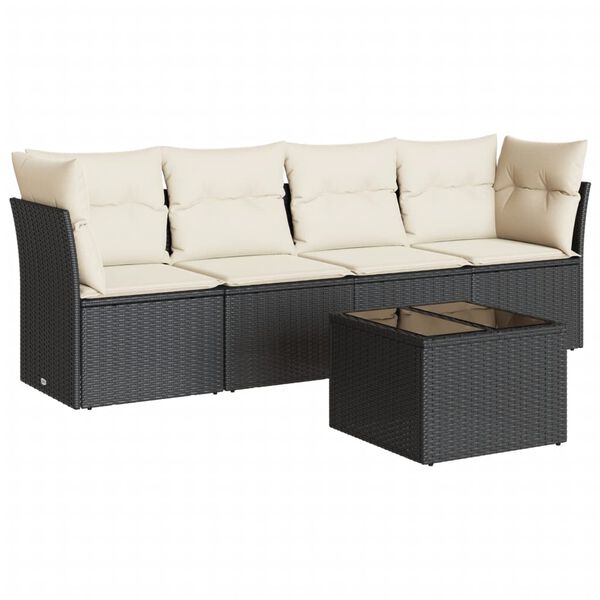 vidaXL Garden Sofa Set Black, Cream White