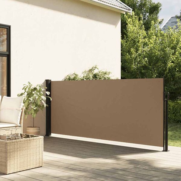 vidaXL Retractable Side Awning Taupe 100% polyester with a PU coating