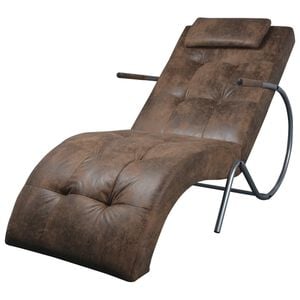 vidaXL Chaise Lounge Brown Suede look fabric Medium Ergonomic