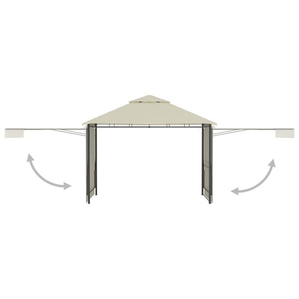 vidaXL Gazebo with Double Extended Roofs 9.8'x9.8'x9' Cream 0.6 oz/ft²