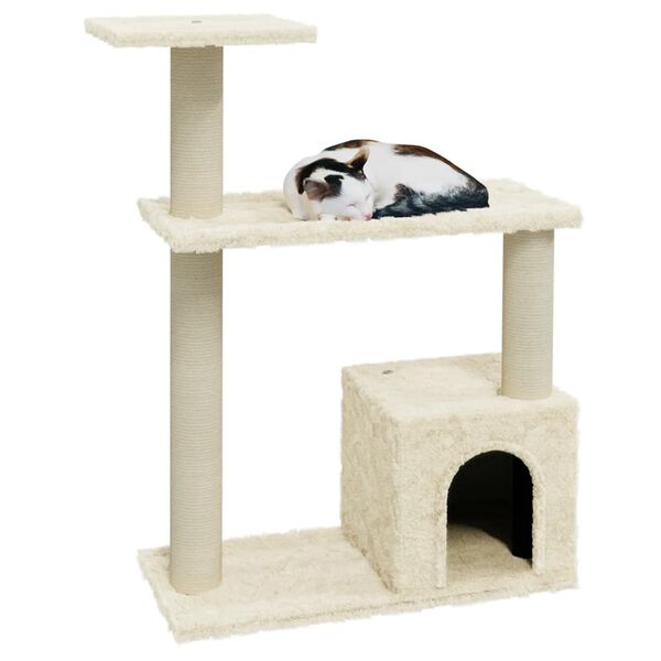 vidaXL Cat Tree Cream Engineered wood, plush, sisal