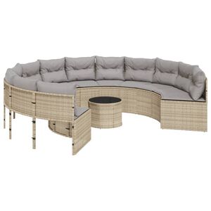 vidaXL Patio Sofa Beige PE Rattan Large Removable Covers Patio Sofa