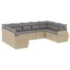 vidaXL Garden Sofa Set Beige PE Rattan Large Adjustable Armrests