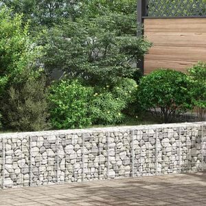 vidaXL Gabion Raised Bed Silver Iron 11.8 x 11.8 x 19.7 in