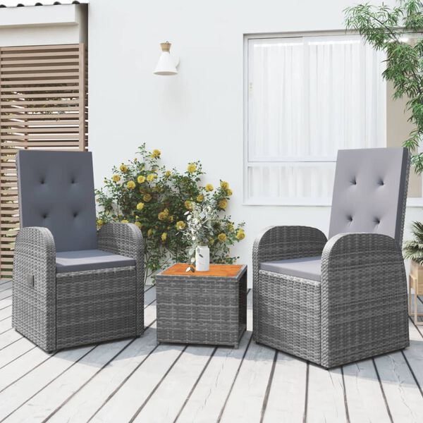 vidaXL Garden Lounge Set Dark Grey PE Rattan, Steel, Solid Acacia Wood