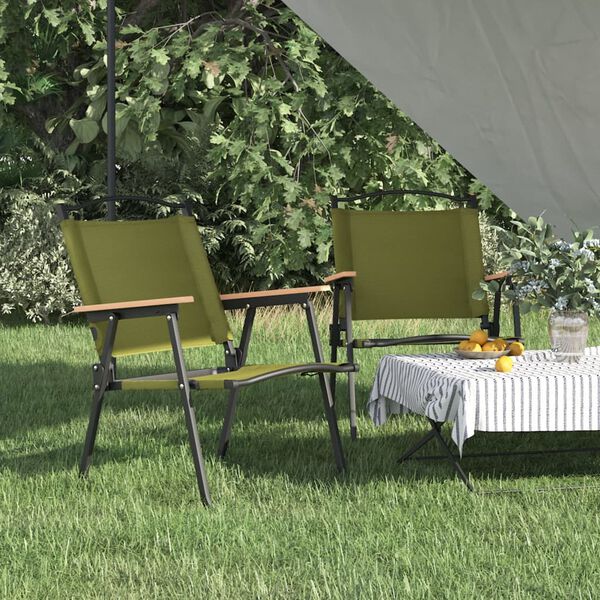 vidaXL Camping Chair Set of 2 Green 500D Oxford fabric with PE coating