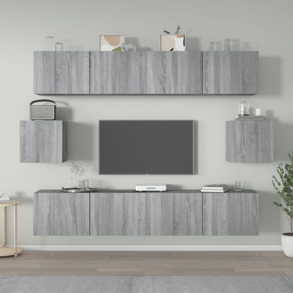 vidaXL TV Cabinet Set Set of 6 Gray Sonoma Engineered Wood 6 Piece Set