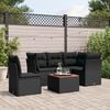 vidaXL Garden Sofa Set Black PE rattan 6 Piece Removable Covers