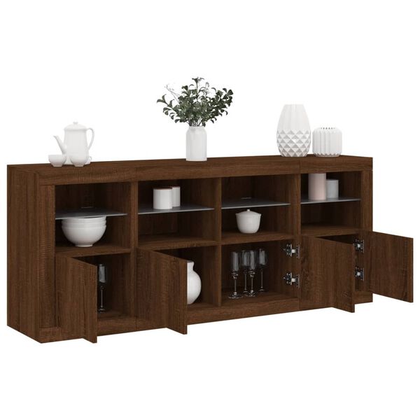vidaXL Sideboard Brown Oak Engineered wood, Glass Large Buffet