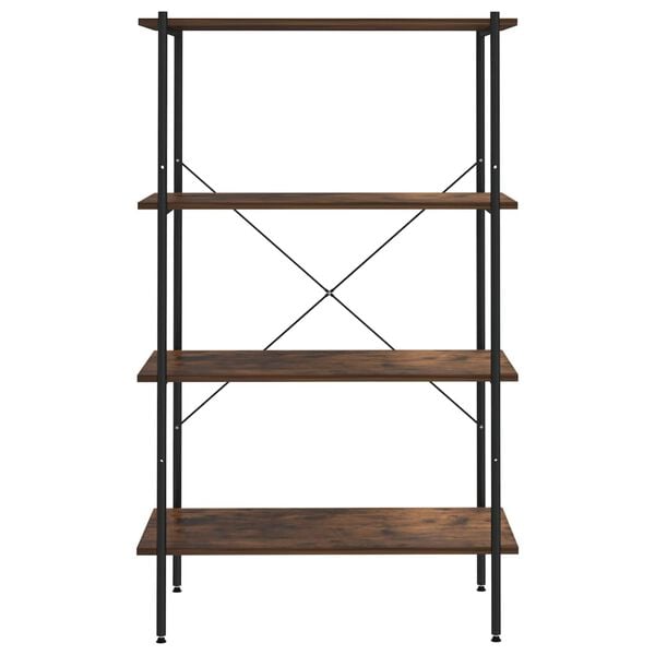 vidaXL Shelving Unit Black and natural wood Engineered wood, Steel Medium