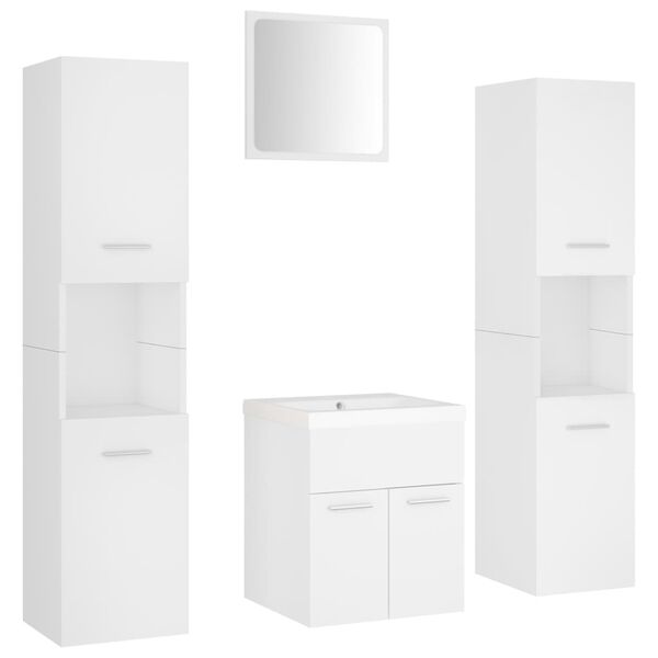 vidaXL Bathroom Furniture Set White Engineered Wood, Acrylic, Ceramic