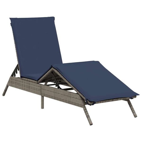 vidaXL Patio Sun Lounger Gray PE rattan Extra Long Adjustable Footrests