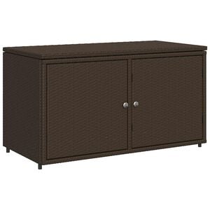 vidaXL Garden Storage Cabinet Brown PE rattan, powder-coated steel Medium