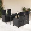 vidaXL 5 Piece Patio Dining Set with Cushions Black Poly Rattan