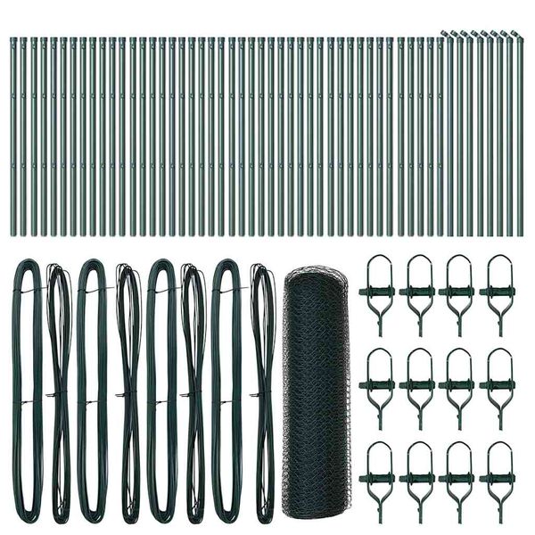 vidaXL Fence Post Green 328.08 x 2.62 ft (0.51 in mesh) Steel and PVC