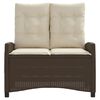 vidaXL Reclining Patio Bench with Cushions Brown Poly Rattan