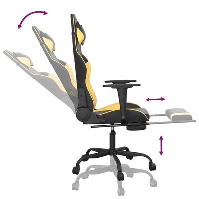 vidaXL Gaming Chair with Footrest Black and Gold Faux Leather