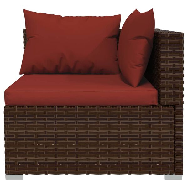 vidaXL Garden Lounge Set Poly Rattan Color: Brown, Cushion Color: Cinnamon Red