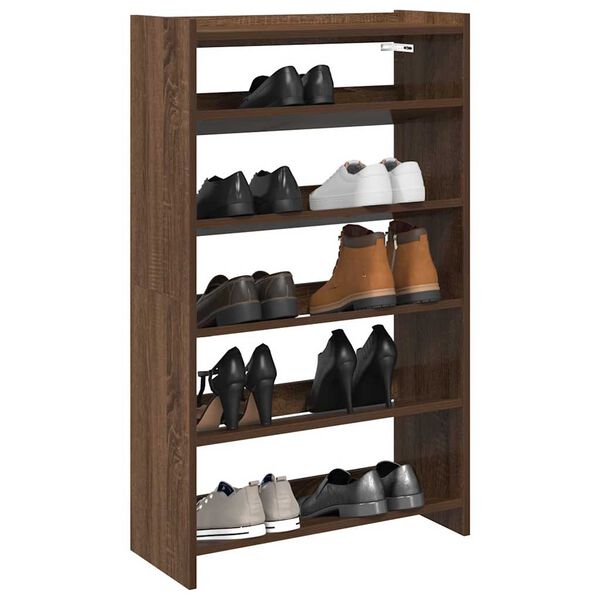 vidaXL Shoe Rack Brown Oak Engineered Wood Slim Shoe Rack Rectangular