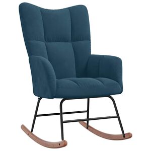 vidaXL Rocking Chair Blue Velvet Medium Nice Design Rocking Chair
