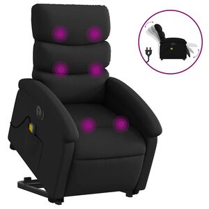 vidaXL Electric Stand Up Massage Recliner Chair Black Faux leather Regular