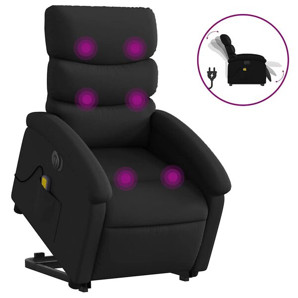 vidaXL Electric Stand Up Massage Recliner Chair Black Faux leather Regular